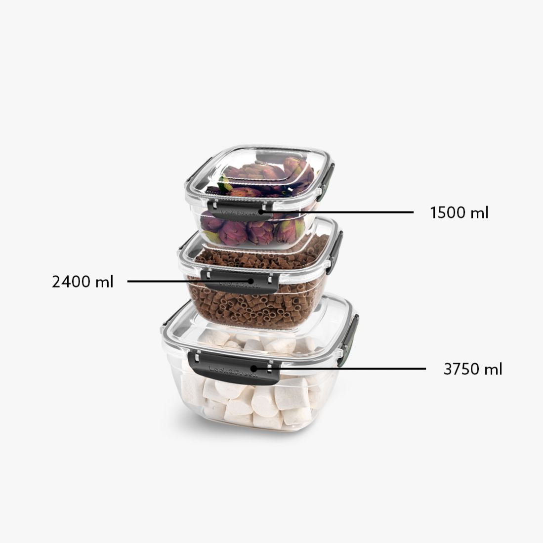 FreshCo Square Fridge Container 3 pc Set- Big